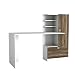 Produktbild Alphamoebel 5054 Merinos Schreibtisch Computertisch Arbeitstisch Bürotisch Laptoptisch PC Tisch für Büro, Holz, Weiß Walnuss, großes Regalelement, Ablagefächer, 149,5 x 61,8 x 73,8 cm