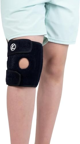 KARM Kniebandage Kinder - Knie Bandage Kinder für Mädchen & Jungen - Knieprobleme, Arthrose, Meniskus, Stabilisierung, Sport, Fussball - Kids Knee Support Brace (Schwarz)