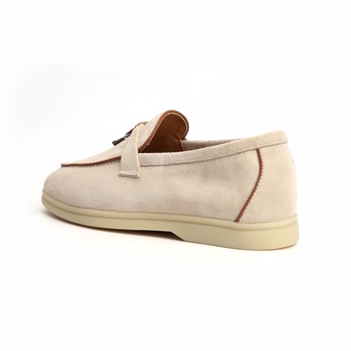 Image of XOBZJH Women's Leather Suede Loafers Flats - Slip-On Penny Loafers with Soft, Comfortable Driving & Dress Shoes for Casual Office Work All Day