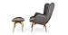 Kardiel Grant Featherston Contour Style Wing Chair & Ottoman, Cadet Grey Cashmere Wool, Ash Legs
