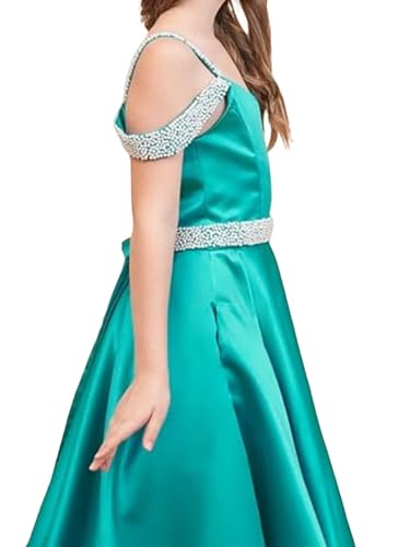 Satin Pageant Dresses for Girls Rhinestone Flower Girl Dress Princess Party Formal Party Communion Gowns for Wedding4