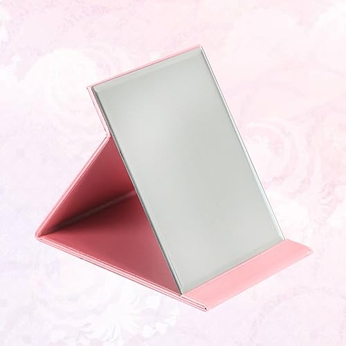 Espejo de maquillaje grande plegable con funda rosa para viaje miniatura 4