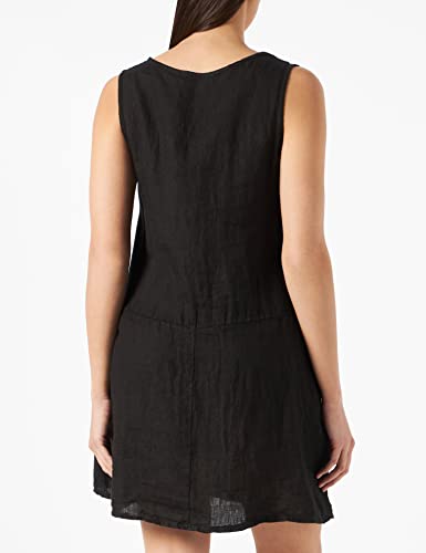 Bonamaison Women's Short Dress with Rolled Round Collar and Pockets Casual, Black, M - Image 4