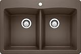 Blanco 440218 Diamond Double-Basin Drop-In or Undermount Granite Kitchen Sink, Cafe Brown