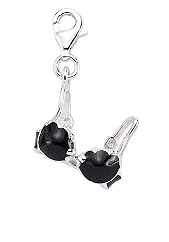 G-FactorSilver Enamel Black Bra Charm
