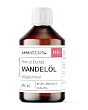 Mandelöl kaltgepresst 250ml - 100% reines Mandelöl (Prunus Dulcis) von wesentlich. - feines Öl zur Pflege von Haut und Haar - perfektes Massageöl