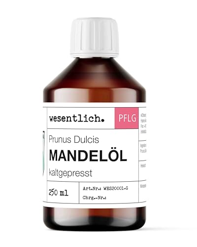 Mandelöl kaltgepresst 250ml - 100% reines Mandelöl (Prunus Dulcis) von wesentlich. - feines Öl zur Pflege von Haut und Haar - perfektes Massageöl