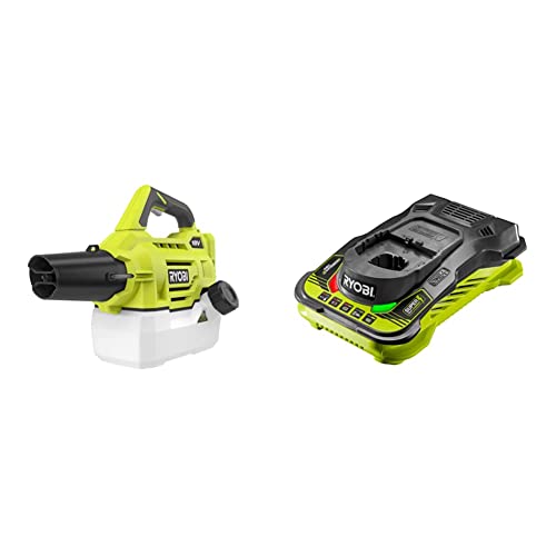 Image of Ryobi RY18FGA-0 18V ONE+ Cordless Fogger/Chemical Sprayer (Bare Tool) & RC18150 18V ONE+ Cordless 5.0A Battery Charger, Hyper Green/Grey