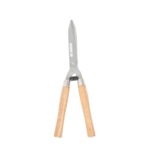 My Garden Hedge Shear with Comfortable Wooden Non Slip Handle & Carbon Steel Blade Heavy Duty Pruning Scissor Clipper Ideal for Cutting Trimming Shearing Gardening Tool for Shrubs Bushes Bonsai Tree
