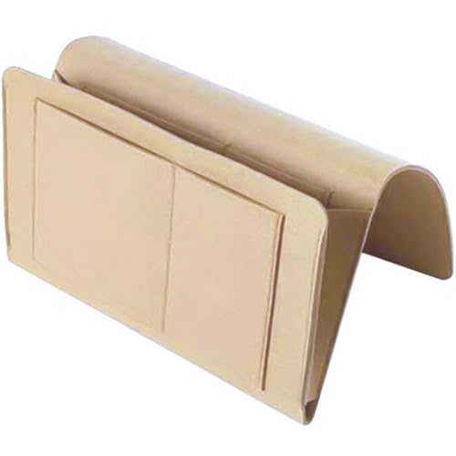 NUOBESTY Bolsa de Almacenamiento Colgante para Dormitorio y Sofá, Organizador de Fieltro Beige con Bolsillos Múltiples, Resistente Antideslizante, Adecuado para Mesita de Noche y Espacio