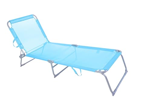 NORDIQ - Tumbona Plegable - Tumbona Jardin – Tumbonas Jardin Exterior Reclinables con Respaldo Ajustable – Tumbonas de Acero 19 mm para Terraza y Piscina - Ligera y Resistente - Turquesa