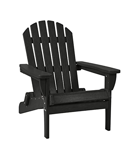 Keter Willoughby Folding Adirondack Chair With Weatherproof Finish, Outdoor Furniture For Entertaining By The Pool, Patio, And Fire Pit, Easy Assembly For Sturdy And Steady Outdoor Seating, Black #TOP13