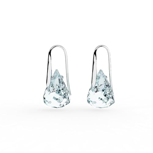 Swarovski Lunar drop earrings, Blue, Rhodium finish3