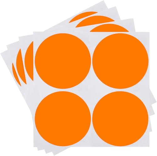Etiquetas de inventario de 5 cm redondas y extraíbles para organizar en color naranja