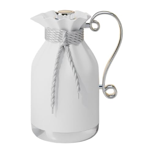 Yunhgft Caraffa Termica per caffè con Isolamento in Vetro E PP Bollitore per Bevande Calde E Fredde Brocca con Manico Ergonomico E Beccuccio Scorrevole Adatta, Bianco
