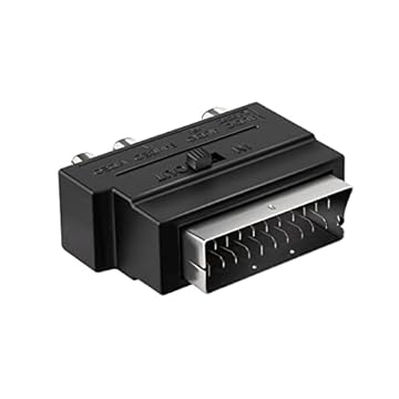 Ekon adattatore Scart RCA, Presa S-VHS, Pulsante switch IN/OUT, per TV, Smart TV, DVD, Blue-Ray, VHS, Decoder, Digitale terrestre