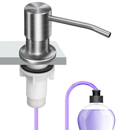 Image of Soap Dispenser Kitchen Sink, Sink Soap Dispenser, 47 inch Extension Tube kit, Dish Soap Dispenser Pump, No Need More Refills (Brushed Nickel)