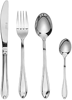 Russell Hobbs RH02224EU7 Marseille 24 Piece Cutlery Dinnerware Set, 18/0 Stainless Steel Tableware for 6 Place Settings, 25 Year Guarantee, Includes Knife/Fork/ Dessert Spoon/Teaspoon