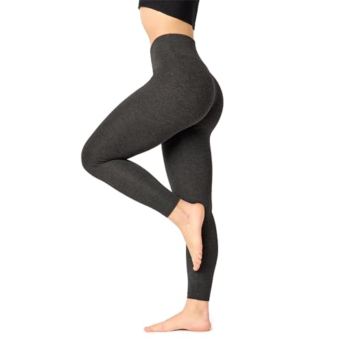 Bellivalini Donna Lunghi Leggings Vita Alta Slim in Viscosa per praticare Lo Sport Yoga, Palastra BLV50-292 (Melange Scuro, XS)