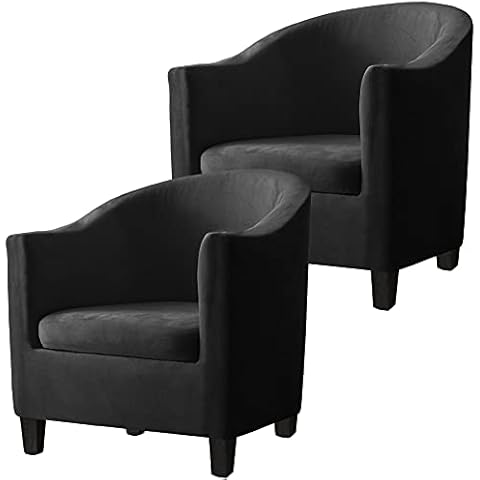 SHENGYIJING 2 Piece Velvet Tub Chair Covers for Armchairs,Spandex Tub Chair Slipcovers,Stretch Tub Chair Slipcover Furniture Protector Cover Sofa Slipcover for Tub Chair (Dark Grey, 2) Cover