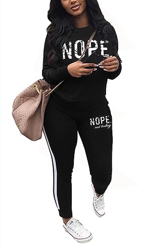 KANSOON Jogging Suits for Women 2 Piece Sweatsuits Tracksuits Outfits Casual Long Sleeve Sweatshirts Joggers Pants Sets Black XL
