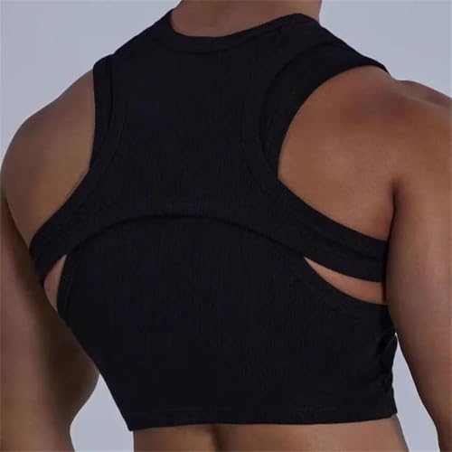 Camiseta sin mangas hombre ajustada cuello redondo de algodón cómodo tipo chaleco 5