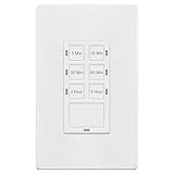 TG 4-Hour No Neutral Countdown Timer Switch, 5-10-30-60 Min, 2-4 Hour, for Bathroom Fans, Lights, 120VAC, Ground Wire Required, UL Listed, TS-C4HG, Screwless Wall Plate, White