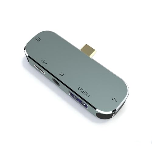 TPYoimay USB TYPE-C 5-in-1 docking station supports PD3.0 charging, Type-C interface 3.55 headphone jack, USB3.1 supports up to 10Gbps, and is highly compatible with Switch/iPad/Android/Apple/computer