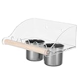 TOYZFRIENDY Distributeur de Nourriture pour Perruches Acrylique Anti-gaspillage avec Support et Double Coupelle Grande pour Cage Oiseaux Intérieur Stable et Antidéversement
