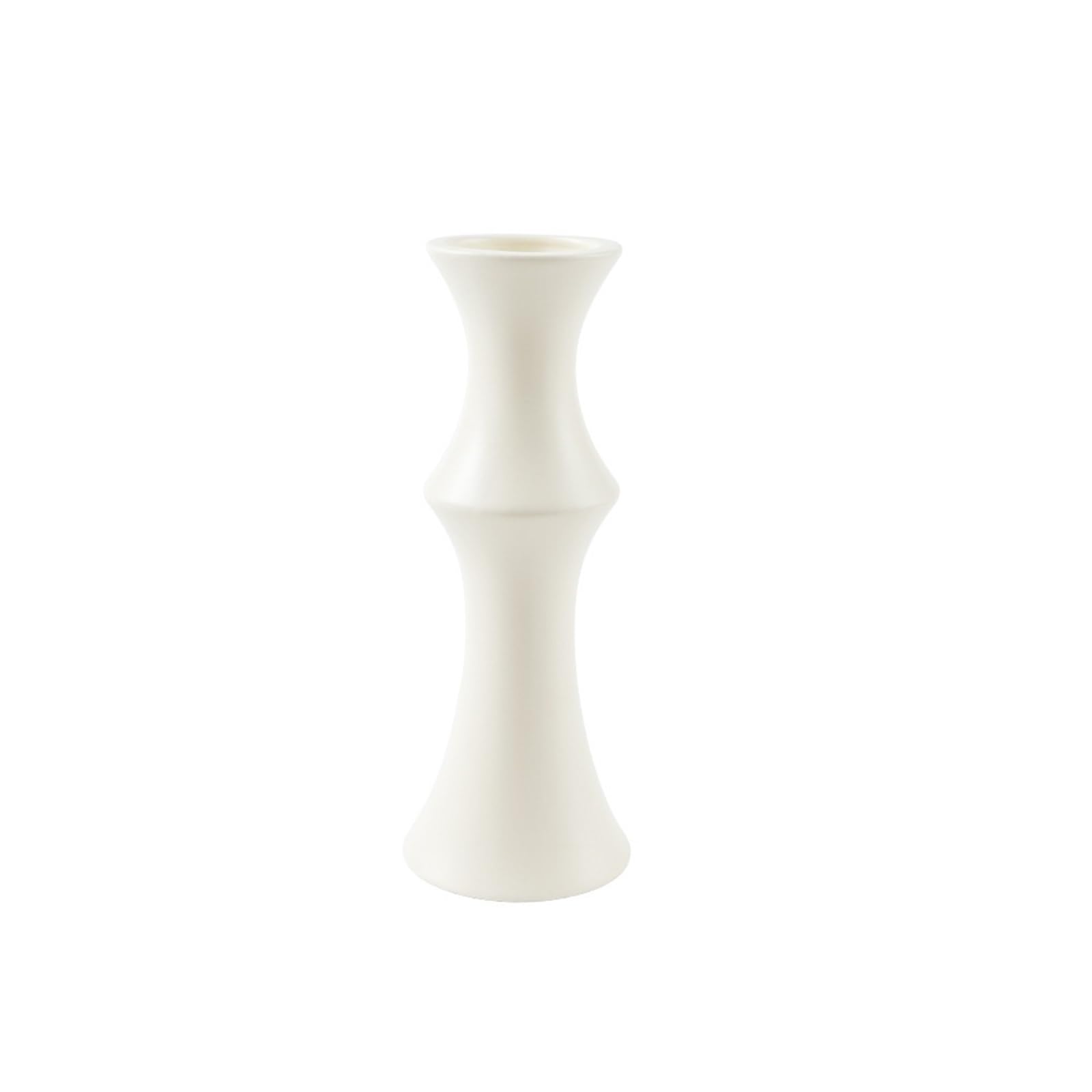 Vase en céramique géométrique blanc 20cm pour fleurs et décoration de maison