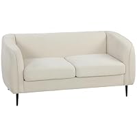 HOMCOM Canapé 2 Places en Velours 160 cm Assise Large Rembourrée Beige