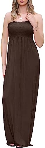 Love My Fashions® Womens New Bandeau Sheering Boobtube Gathered Summer Casual Ladies Beach wear Strapless Elasticated Long Maxi Dress