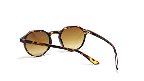 Óculos De Sol Retro Redondo Unissex Com Lentes Com Proteção Uv-400 Cor: Marrom-Tartaruga