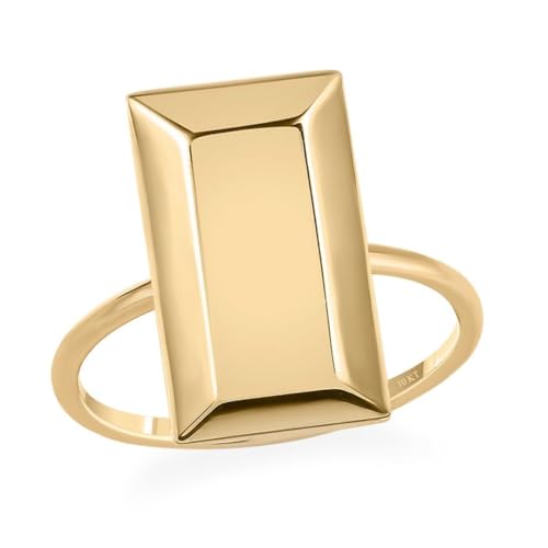Shop LC LUXURO 10K Yellow Gold Bar Ring - Solid Gold Rings for Women - Wedding Gold Jewelry Birthday Gifts for Women 1.75 Grams