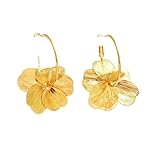 Pendientes para mujeres Flores vintage doradas con aro metálico hueco Joyería para fiestas Accesorios de moda para chicas y mujeres