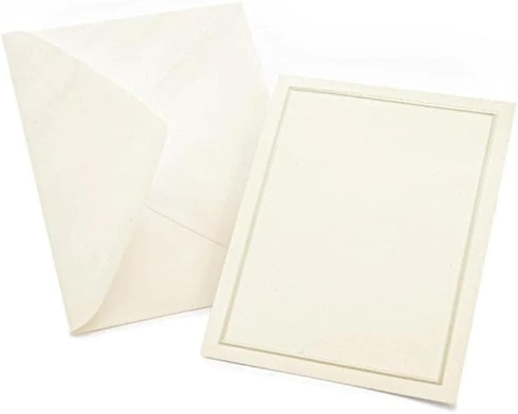 Pearl Foil Border Print at Home All-Purpose Cards, Ivory/Cream, 4.25 x 5.5 inches