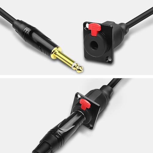 Cable de audio Jack 6.35mm TS 0.5 m Panel Mount macho a hembra miniatura 4