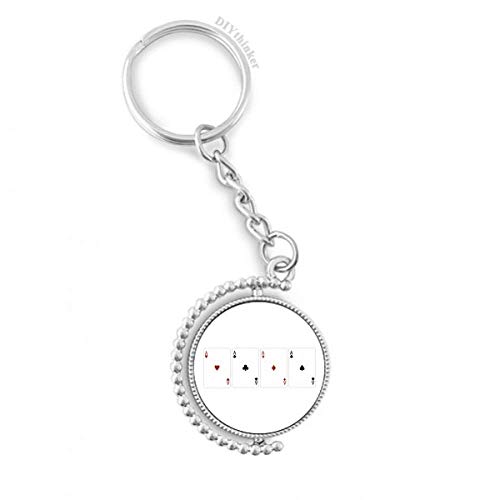 Porte-clés rotatif coeur diamant as trèfle en métal multicouleur 3 x 9 cm