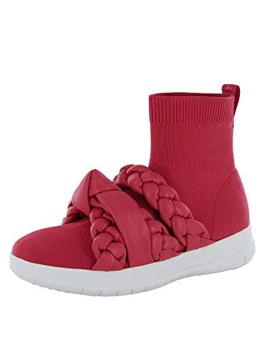FitFlop Womens Uberknit Braid Sock Boot Sneaker Shoes, Passion Red, US 7