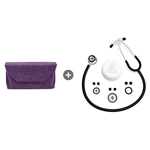 BJÖRN HALL Scandinavian Classic Stainless Steel Black Stethoscope & Purple Carrying Case | Both are Lightweight & Stylish | Perfect Gift for Any Nurse
