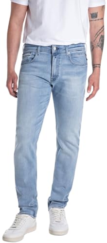 Replay Vaqueros de hombre Grover de corte recto y elástico, azul (Light Blue 010), 34W / 30L