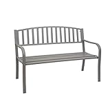 Mendler Gartenbank HWC-F43AM, Bank Parkbank Sitzbank, 2-Sitzer pulverbeschichteter Stahl - grau