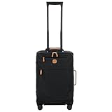 Bric's X-Travel 21” Carry-On Spinner – Luxury Softside Luggage with 360° Wheels, Recycled Water-Resistant Fabric, Interior Pockets, and Leather Details – Black