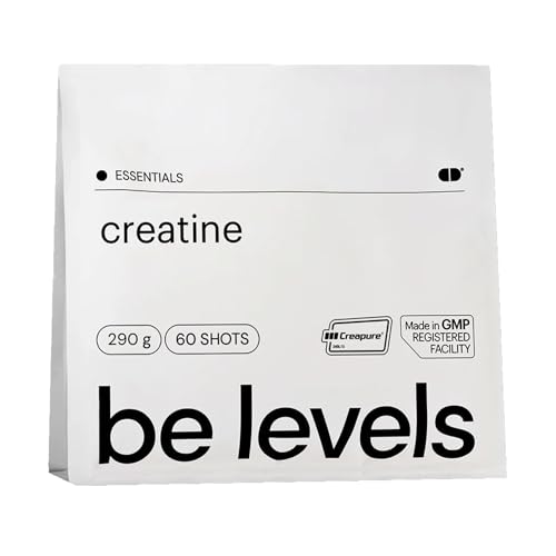 Creatina Creapure® Monohidratada en Polvo Micronizada - Creapure Creatine Monohydrate Pura para Rendimiento Deportivo + Recuperación y Fuerza Muscular - Vegana y Sin Gluten - 290g 60 Tomas - be levels