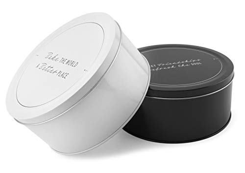 Decorae Cookie Tins (Set of 2, Black and White); Round Baking and Cake