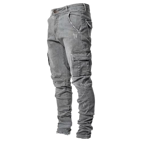 Jeans for Men Slim Fit Mens Skinny Jean Trendy Distressed Straight Leg Stretchy Cargo Denim Jeans