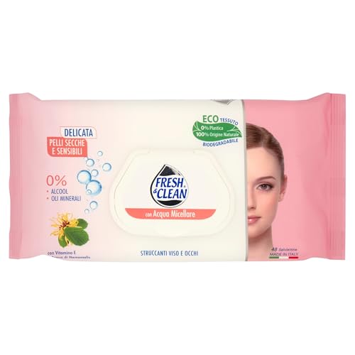 FAZZ. FRESH & CLEAN SALVIETT. ECO TESSUTO X 48 STRUCCANTI ACQUA MICELLARE DELICATE PELLI SECCHE E SENSIBILI POP UP