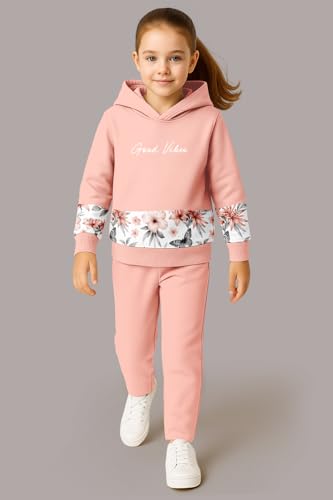 Image of HELLCAT Trendy Co-ords With Hoodie Sweatshirt and Trackpant Clothing Set for Girls.