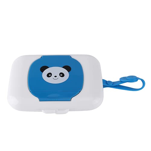 Caja de Pañuelos Húmedos para Bebés, Caja de Toallitas Húmedas sin Olor Dispensador de Toallitas Húmedas para Bebés una Variedad de Colores Diseño de Botón Abierto Ecológico para(Panda azul)
