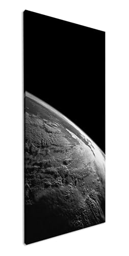 El globo terráqueo panorámico 100 x 50 cm, efecto: negro/blanco como lienzo, diseño listo enmarcado en marco de madera auténtica, impresión digital de alta calidad con marco